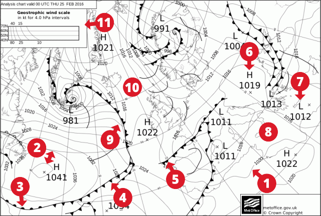 Carte isobarique du Met Office