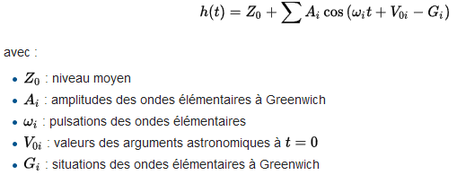 Formule de calcul des marées